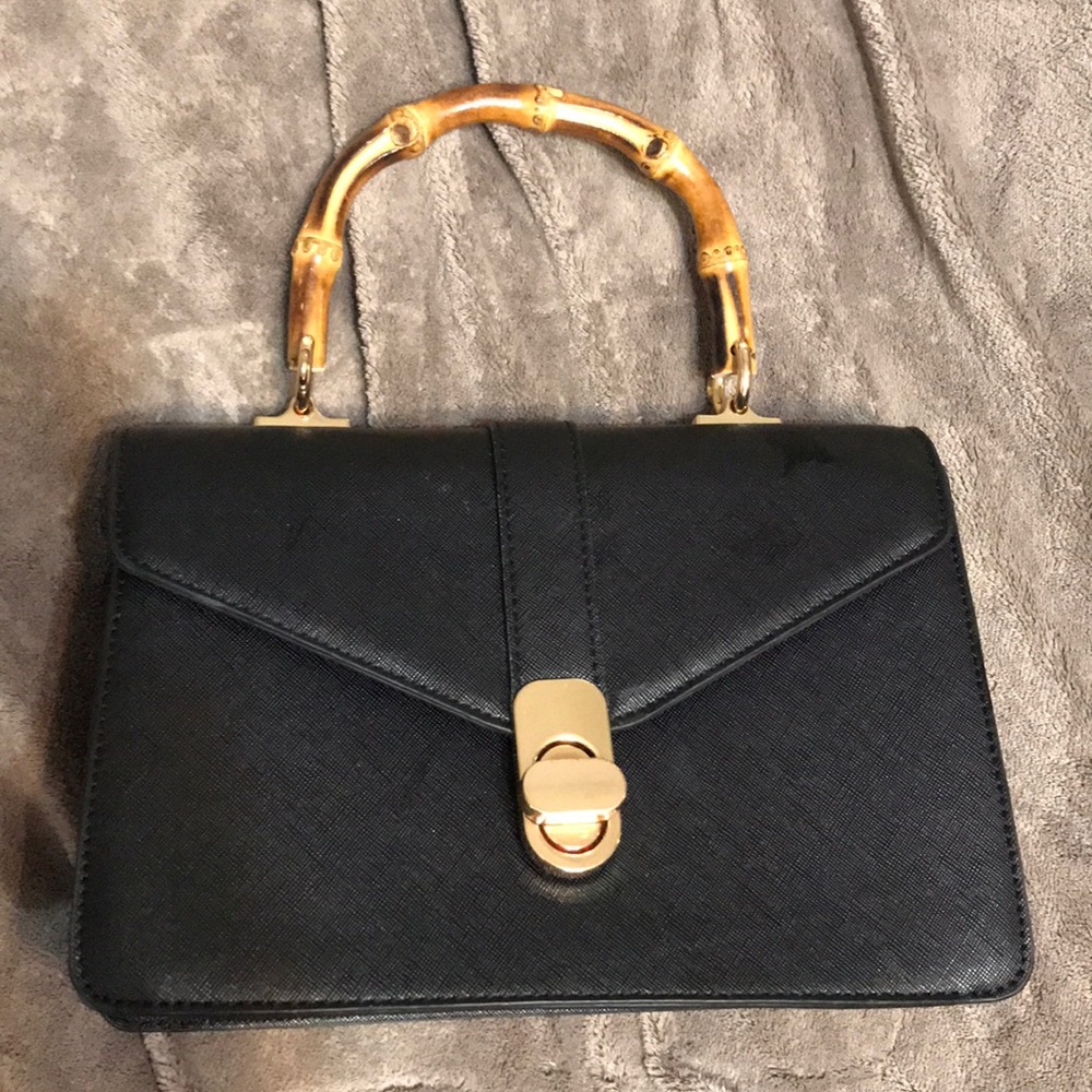 BLACK BAMBOO HANDLE PURSE